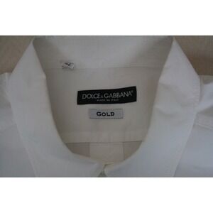 DOLCE GABBANA GOLD Mens White Dress Shirt Long Sleeve Button Up Gold Label